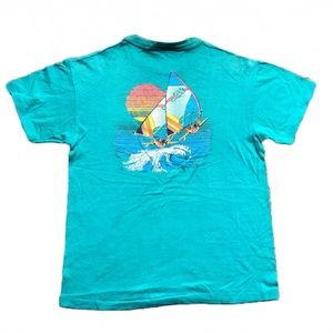 VINTAGE 80S SURFING OCEAN SINGLE STITCH T SHIRT KIDS LARGE 14-16